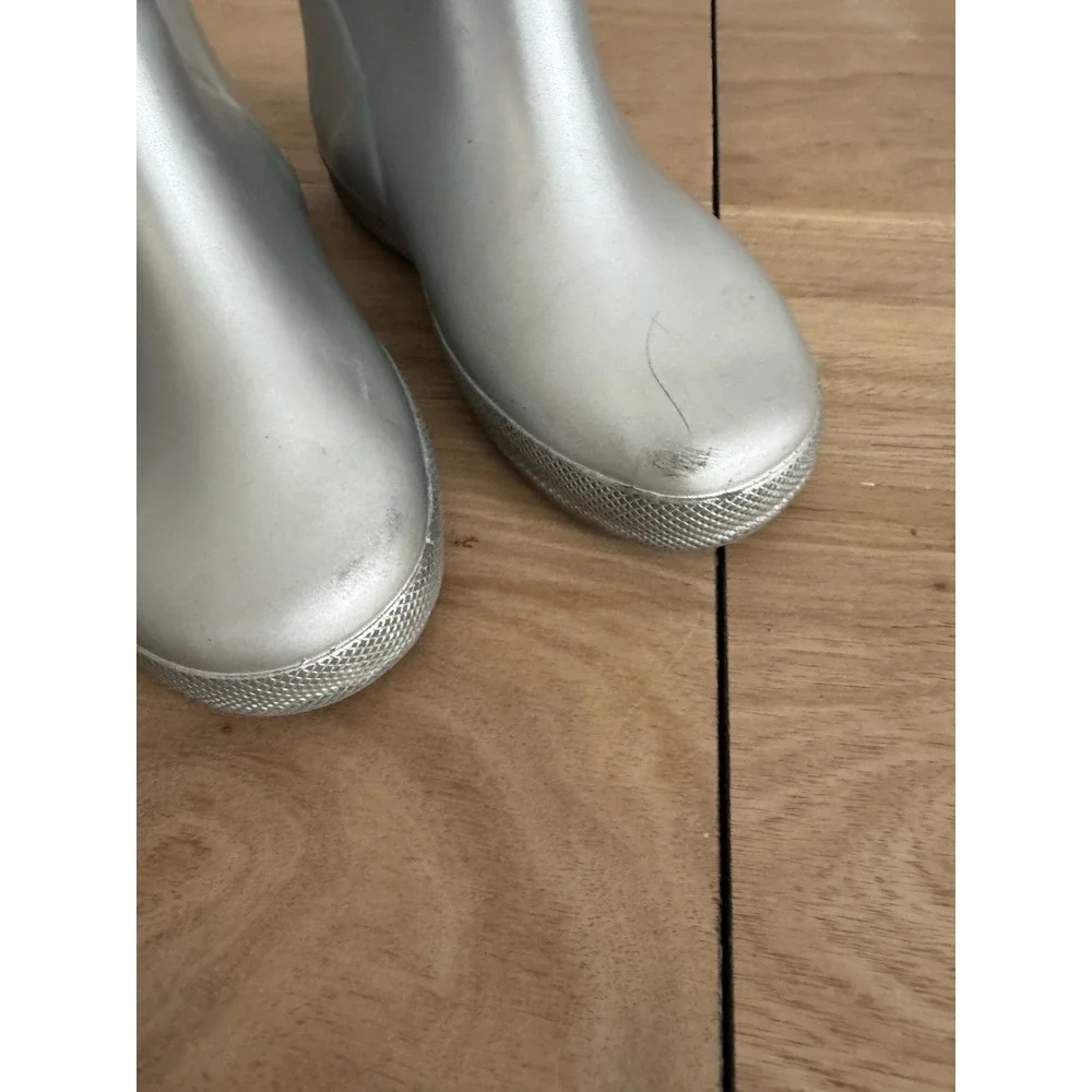 Hunter Kids First Classic Silver Rain Boots Waterproof Rubber Size 11 Toddler